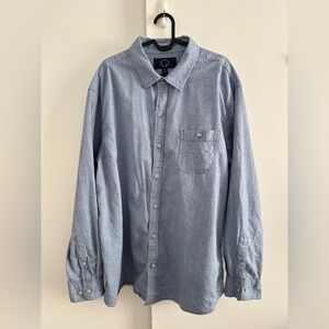 Even Tide Mens Shirt Sz 2XL Long Sleeve Soft Cotton Button Up Coastal Blue Wash